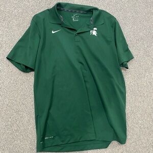 Nike Green Dri-FIT Polo with White Spartan Logo